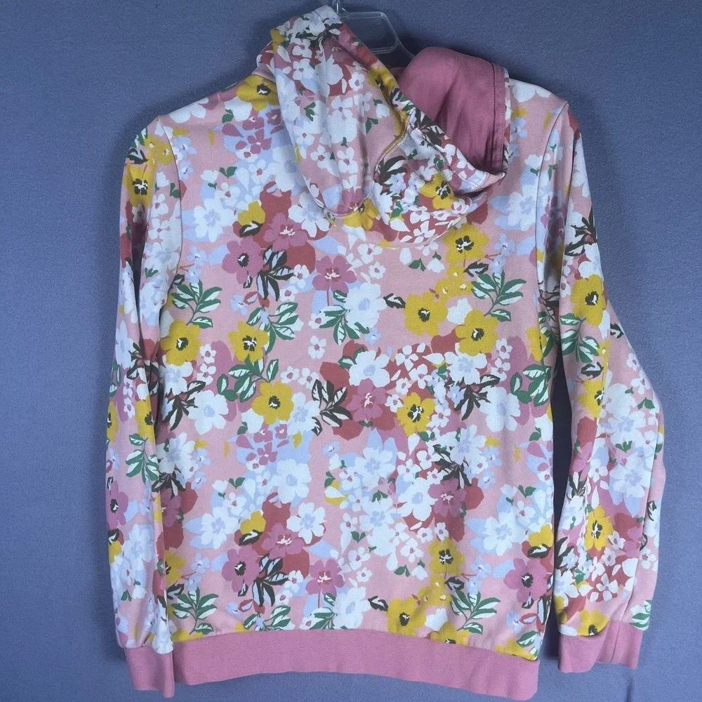 ADIDAS‎ Girls Graphic Hoodie Sz Medium Pink Floral Cotton